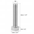Uxcell M8 Thread 40mm Length Hex Bolts 304 Stainless Steel Hexagon Screw Bolt 5pcs