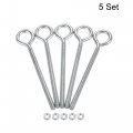 Uxcell M6x90mm Eye Hooks Screws Bolts Kit 5pcs Carbon Steel Hanger Eyelet Screw With Hex Nuts For Metal Hook Wood Terminal Ring