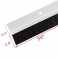 Uxcella Door Bottom Sweep White Aluminum Alloy W 0 8-inch Black Pp Silicone Soft Brush 39-inch X 1 7-inch
