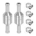 2pcs 6mm 1 4 Fuel Check Valve Non-return One Way Hose Aluminum Alloy Control Accessories With Clamps For Petrol Diesel Gas Oil 