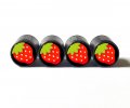 Strawberry Emoji Tire Valve Stem Caps Black Aluminum Set Of Four 