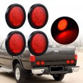 Astra Depot 8pcs Red 4 Round 24-led Brake Stop Tail Running Light With Grommet Plug Wiring Kit Truck Trailer Ute Utv