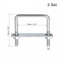 Uxcell Square U-bolts 3-1 4 82mm Inner Width Carbon Steel M8 With Nuts Frame Plate Round Washers 2 Set
