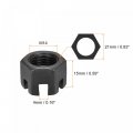 Uxcell M14x1 5mm Hexagon Slotted Nut Grade 4 8 Carbon Steel Hex Castle Nuts Black 5pcs