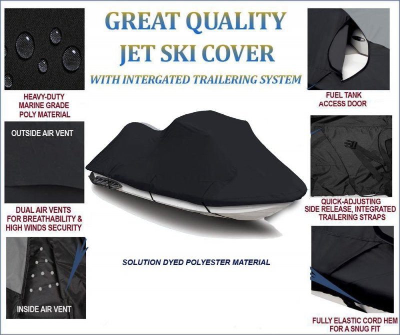 Black 600 Denier Jetski Cover Compatible For Polaris Slt 1994 1995 1996 1997 Slth 1998 1999 Jet Ski 3 Seater