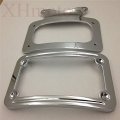 Httmt Mt389-cd Chrome Laydown Curved License Plate Bracket Tag Holder Compatible With 2010-later Flhx Flhxse Fltrxs And 10- 12