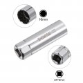 Uxcell 16mm Magnetic Spark Plug Socket Set 3 8 Drive 12 Point Thin Wall Cr-v Steel With Hex Shank Power Drill Adapter