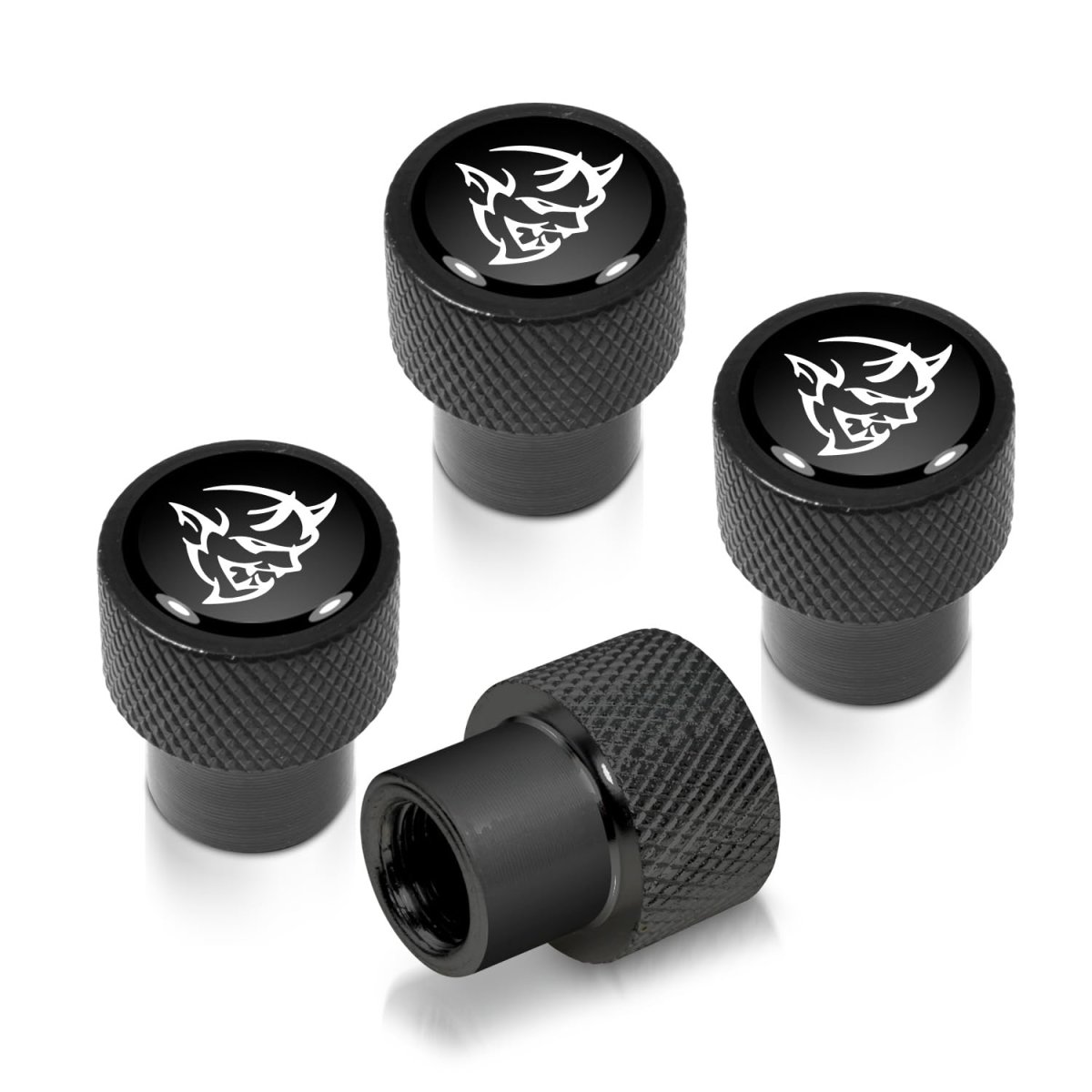 Dodge Demon Logo Tire Valve Stem Caps Black Aluminum Set Of 4 Official Licensed Universal Fit For Cars Suv And Trucks 0 63 In X