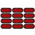 12pcs 6 Oval Oblong 24-led Red Brake Stop Tail Light Grommet Wiring Plug For Cargo Semi Truck Trailer Rv Container Tractor Bus