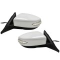 Spieg Side Mirror For Set 2013-2018 Nissan Altima Power Adjustment Heated Glass Manual Folding Turn Signal Light Painted White 