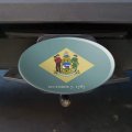 Delaware State Flag Oval Tow Trailer Hitch Cover Plug Insert