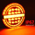 Mictuning 5 3 Inches Round Red Amber Led Ip67 Waterproof 12v Submersible Trailer Tail Lights Kit With Brake Light Drl Flow Turn