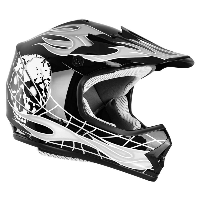 Dot Youth Kids Motocross Offroad Street Dirt Bike Helmet Motorcycle Atv With Goggles Gloves Black Skull M