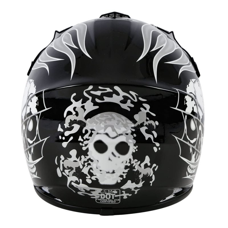 Dot Youth Kids Motocross Offroad Street Dirt Bike Helmet Motorcycle Atv With Goggles Gloves Black Skull M