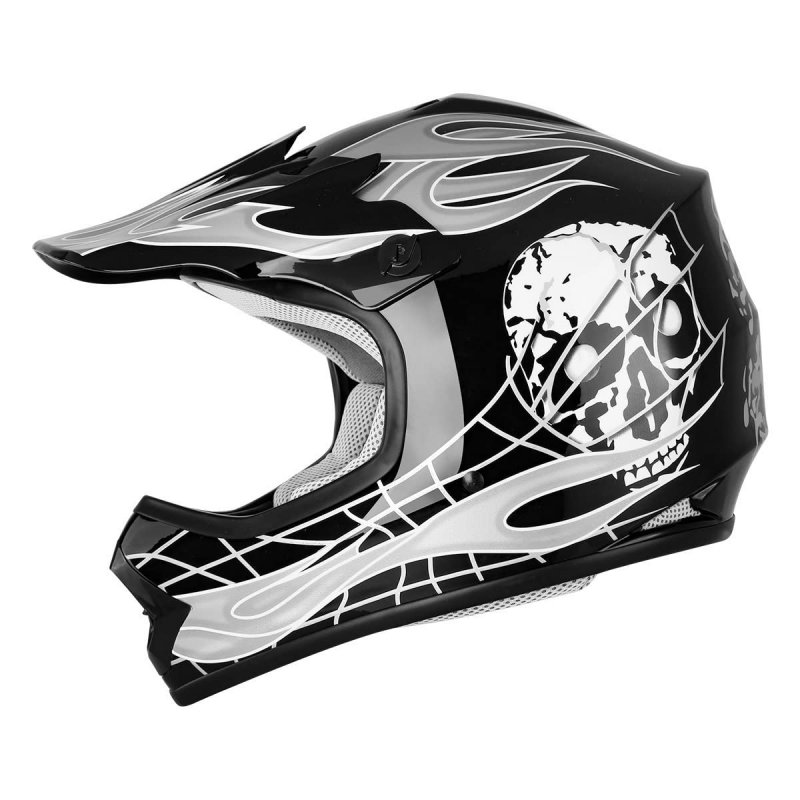Dot Youth Kids Motocross Offroad Street Dirt Bike Helmet Motorcycle Atv With Goggles Gloves Black Skull M