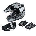 Dot Youth Kids Motocross Offroad Street Dirt Bike Helmet Motorcycle Atv With Goggles Gloves Black Skull M
