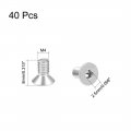 Uxcell M4x8mm Flat Head Machine Screws Inner Hex Screw 304 Stainless Steel Fasteners Bolts 40pcs