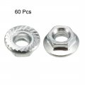 Uxcell M4 Serrated Flange Hex Lock Nuts Carbon Steel 60 Pcs