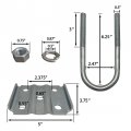 Round U Bolt Plate Kit For Trailer Axle Galvanized Zinc 2-3 8 W X 6-1 4 L Single