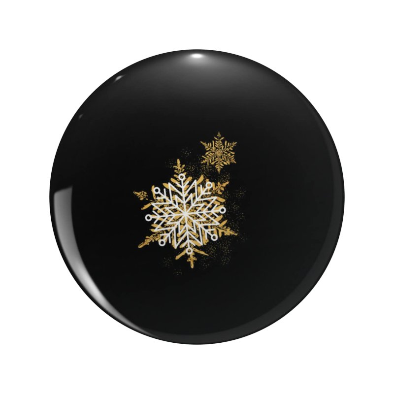 Gold Snowflake Double Sided Stainless Steel Keychain 3d Resin Encased Round Design 1 25 In Diameter For Keys Backpack And