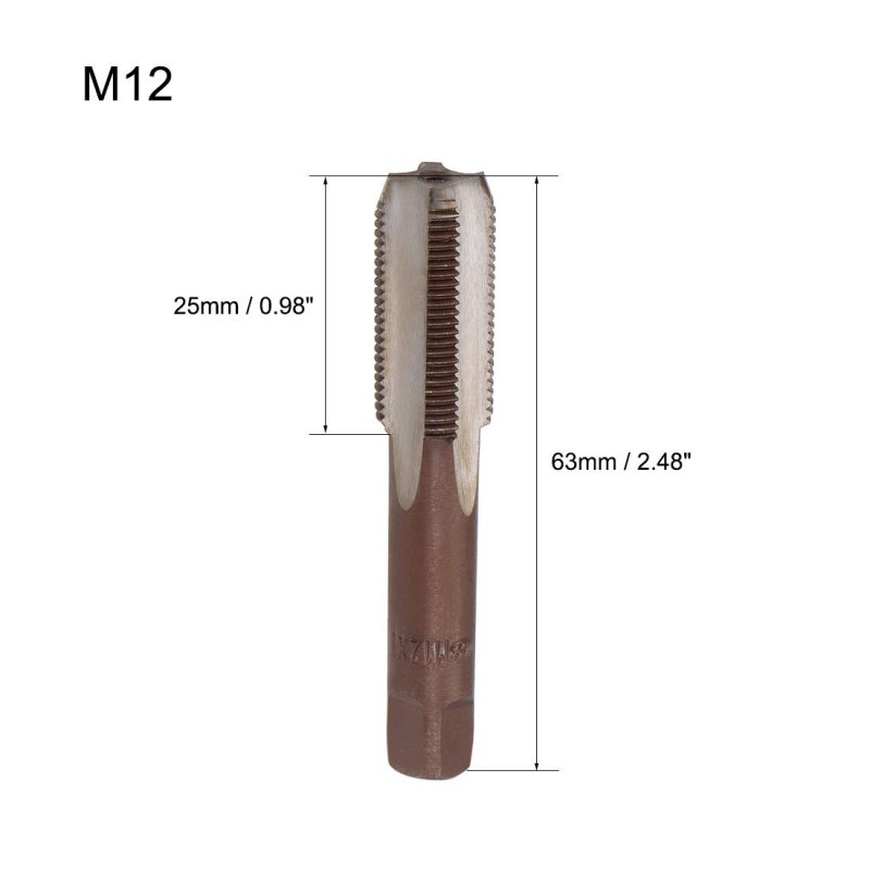 Metric Hand Tap M12 Thread 1 Pitch 4 Straight Flutes H2 Alloy Tool Steel Bottom Er Screw Tap Set Tapping Tools For Repairing 2