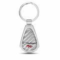 Ipick Image Made Clear Dome Real Silver Carbon Fiber Chrome Metal Teardrop Key Chain With Logo For Dodge Challenger R T Classic