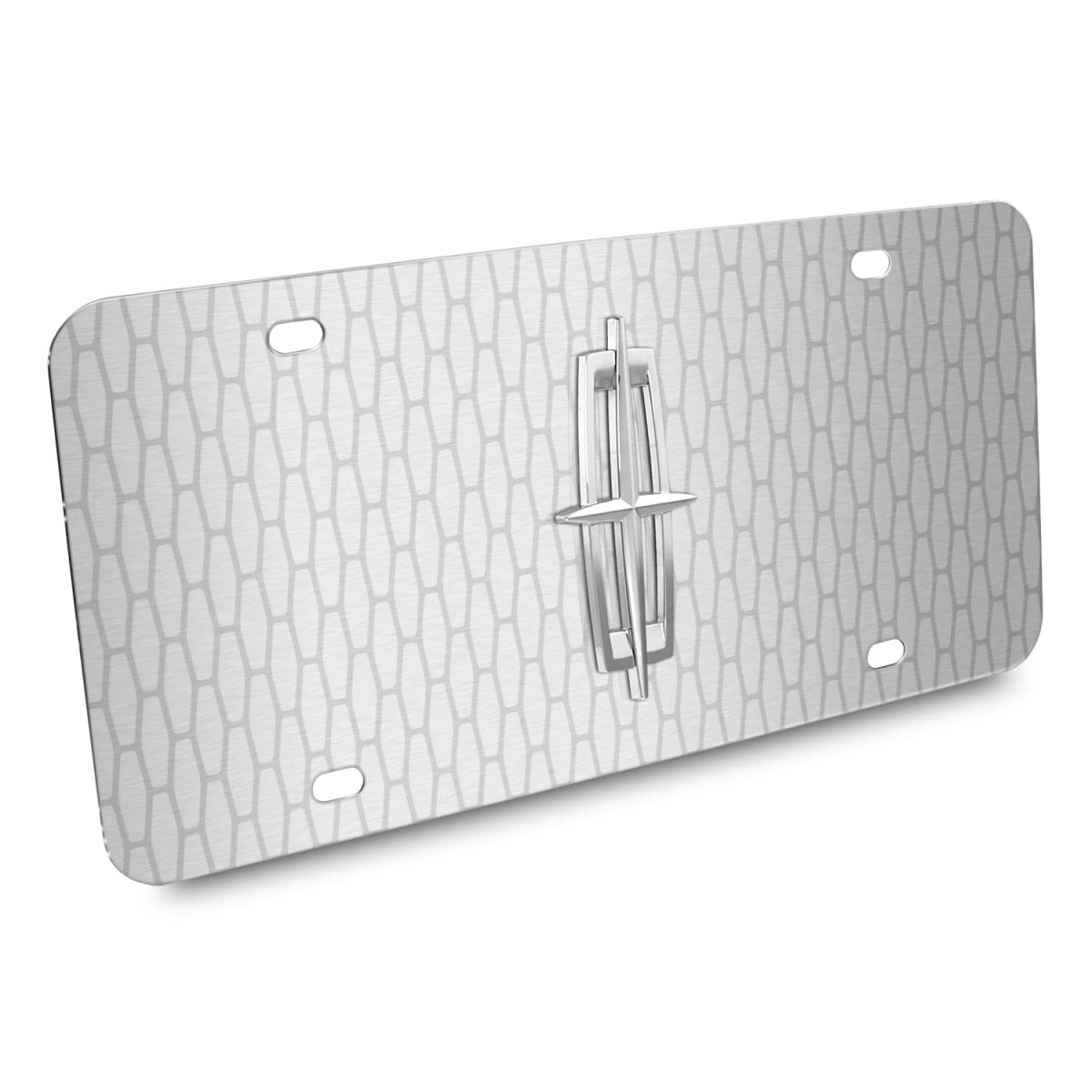 Lincoln 3d Large-size Metal Logo On Pattern Brushed Aluminum License Plate Official Licensed