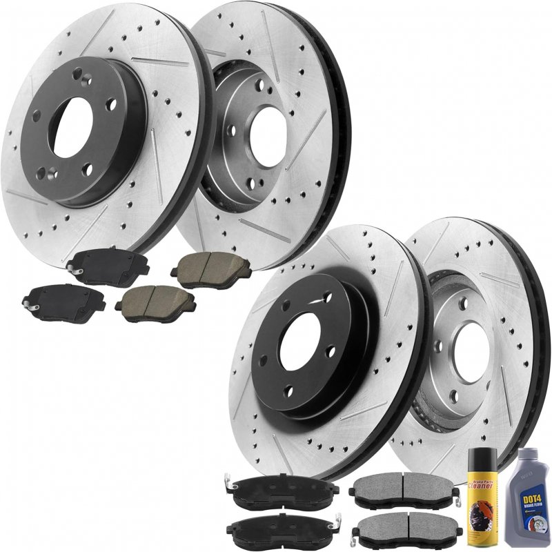 Motorbymotor Front Rear Brake Kits Rotors And Cearmic Pads Fits For 2011-2015 Hyundai Sonata Kia Optima Rotor Pad Including