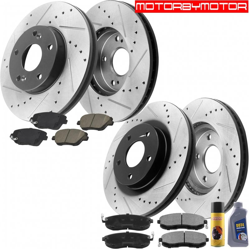 Motorbymotor Front Rear Brake Kits Rotors And Cearmic Pads Fits For 2011-2015 Hyundai Sonata Kia Optima Rotor Pad Including