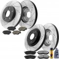 Motorbymotor Front Rear Brake Kits Rotors And Cearmic Pads Fits For 2011-2015 Hyundai Sonata Kia Optima Rotor Pad Including