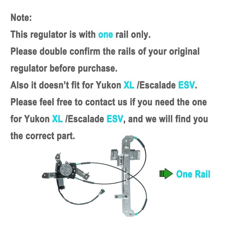 Rear Right Passenger Side Window Regulator With Motor For Cadillac Escalade 2002-2006 Chevrolet Tahoe Gmc Yukon 2000-2006