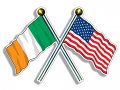 Usa And Ireland Crossed Flags On Poles Sticker American Irish Flag Waving Together Vinyl The Tricolour Old Glory For Cars 