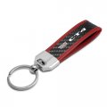 Ipick Image For Cadillac Ct4 Logo Real Carbon Fiber Strap With Red Leather Stitching Edge Key Chain Keychain Exclusive Official