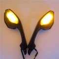 Black Rearview Mirror Led Turn Signal Light For Yzf R1 2015 2019 And R6 2017 2020 Waterproof Amber With Smoke Lens Aluminum