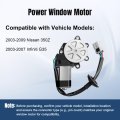 Front Driver Left Side Power Window Lift Motor For 2003-2009 Nissan 350z 03-07 Infiniti G35 2003 2004 2005 2006 2007 2008 2009