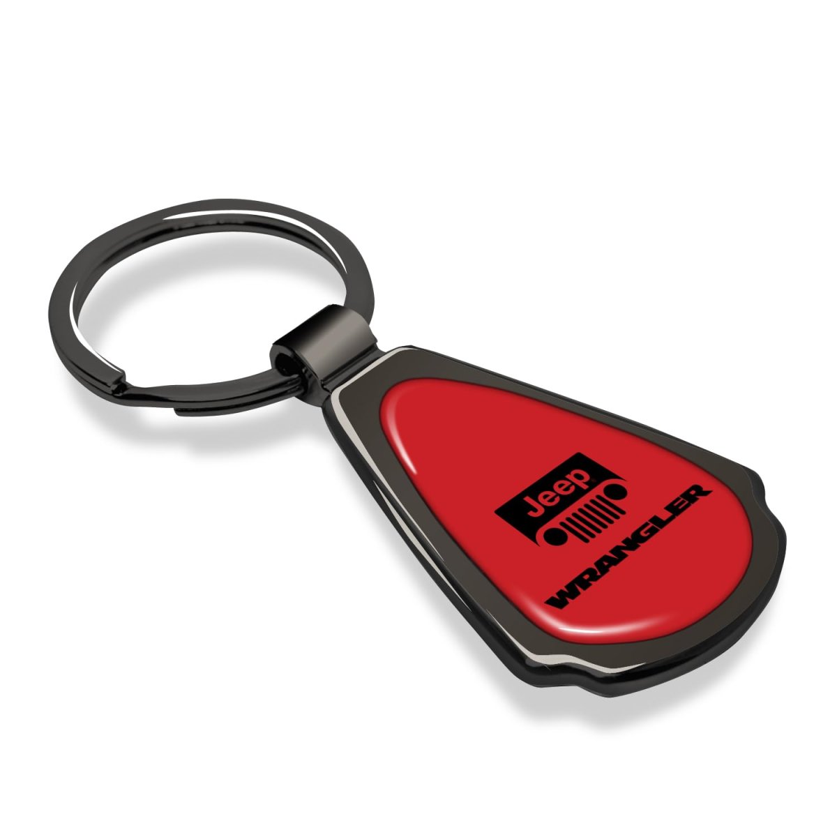 Jeep Wrangler On Red Dome Dark Gunmetal Metal Teardrop Key Chain