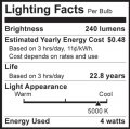 Satco S9009 4 Watt 35 240 Lumens Mr16 Led Daylight White 5000k 36 Beam Pattern Light Bulb Dimmable