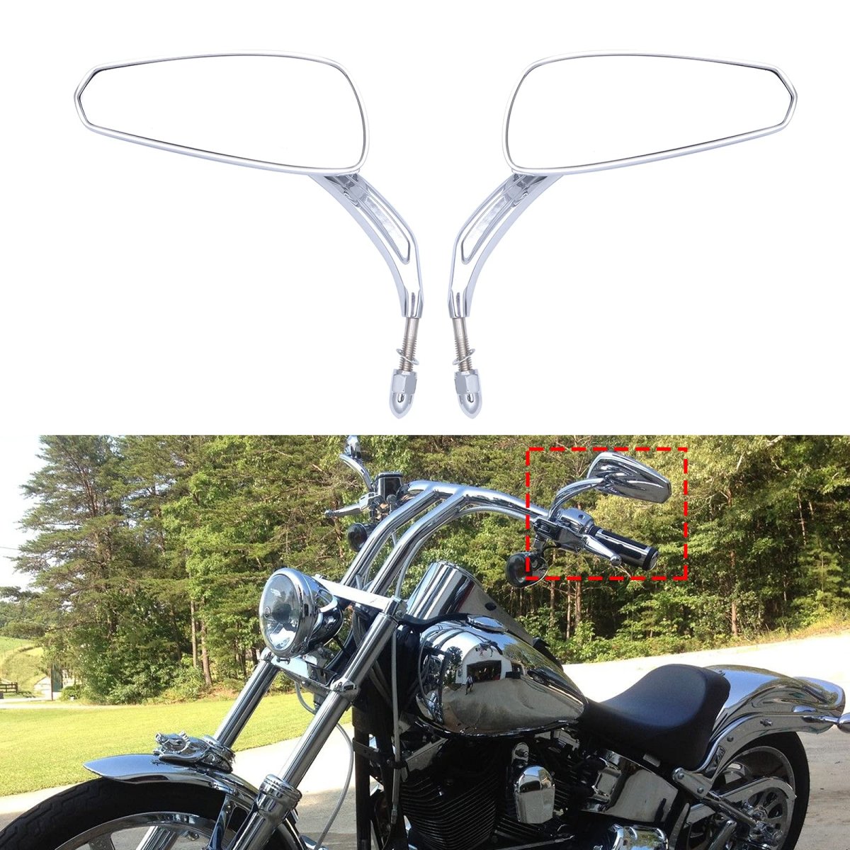Chrome Motorcycle Side Mirrors For Harley Road King Street Electra Glide Dyna Softail 1982 2020 4 In Convex Glass Rearview 2