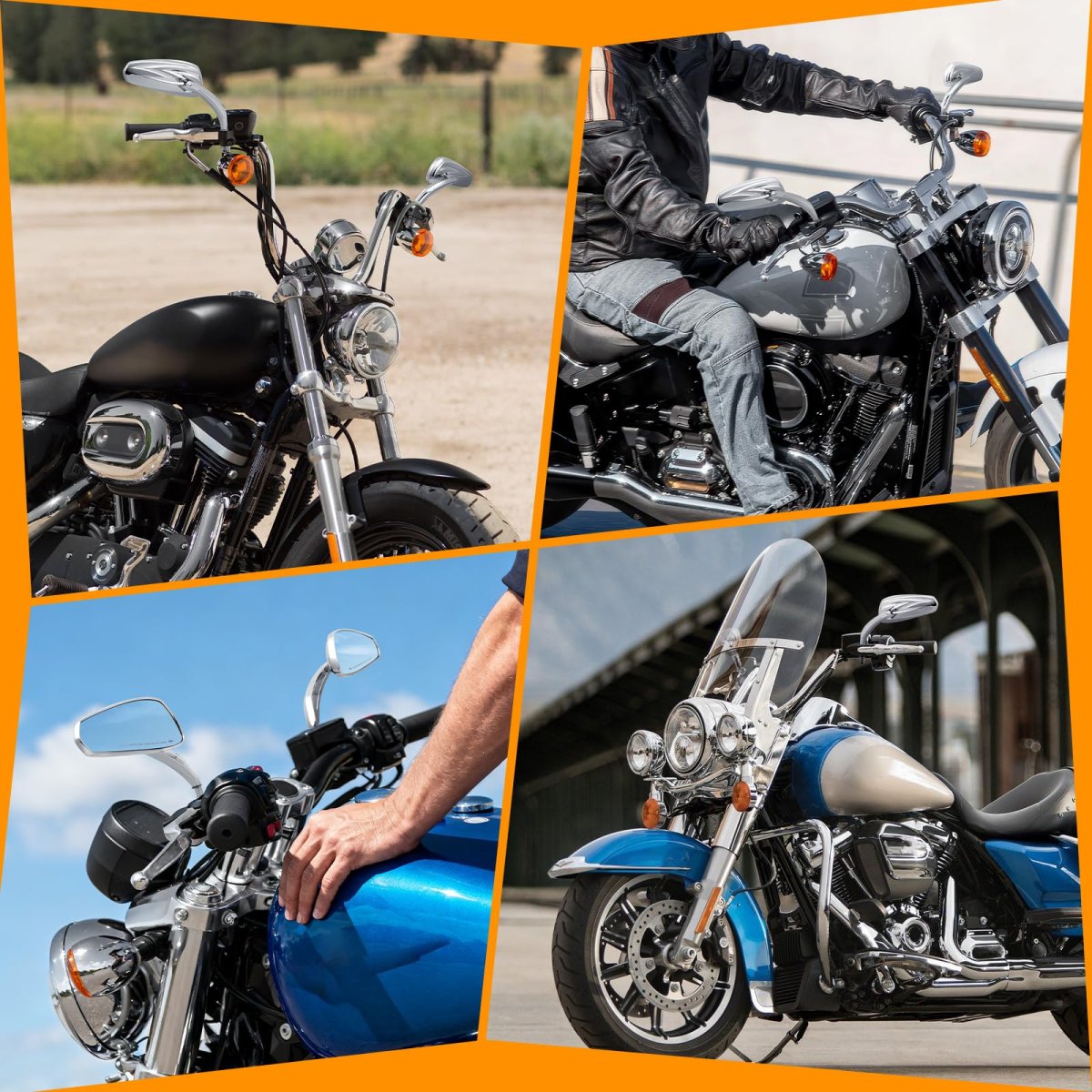 Chrome Motorcycle Side Mirrors For Harley Road King Street Electra Glide Dyna Softail 1982 2020 4 In Convex Glass Rearview 2