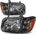 Auto Dynasty Headlights Assembly For 2005 2006 2007 Toyota Sequoia Tundra Crew Cab 05 06 07 Driver And Passenger Sides Halogen 