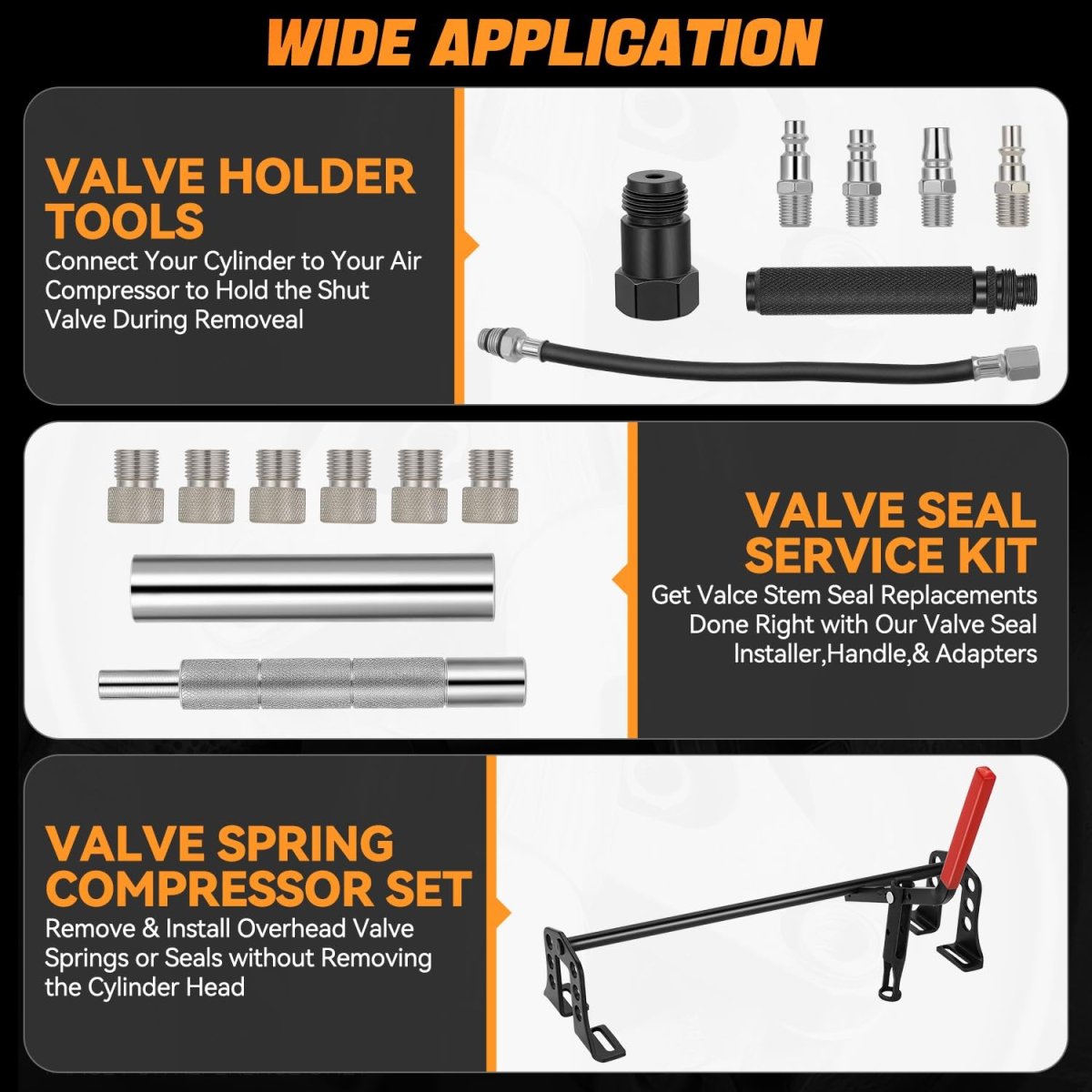 Universal Valve Spring Compressor And Installer Tool Kit For Ohv Ohc Engines Cylinder Head Service Set With Stem Seal Remover