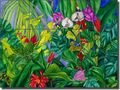 Tropical Floral Ceramic Tile Mural 17 X 12 75 Garden By Ruth Daniels Kitchen Shower Backsplash 