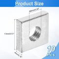 10pcs M6x13mmx4mm Square Nuts Carbon Steel Zinc Plated Coarse Thread Fasteners For Home Repairs And Professional Engineering