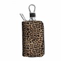Afpanqz Leopard Print Car Key Case Bags Fob Holder Womens Leather Chain Protect Remote Control From Damage Smart Keyring Zipper 
