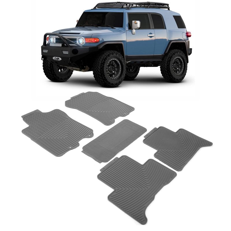 Ikon Motorsports Custom Fit Floor Mats For 2007-2014 Toyota Fj Cruiser Gray Latex Rubber All Weather Car Auto Front Rear