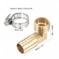 Uxcell Brass Hose Barb Fitting Elbow 16mm X G1 2 Male Thread Right Angle Pipe Connector With Stainless Steel Clamp