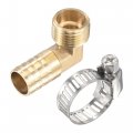 Uxcell Brass Hose Barb Fitting Elbow 16mm X G1 2 Male Thread Right Angle Pipe Connector With Stainless Steel Clamp