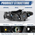 Auto Dynasty Led Drl Hid Projector Headlight Assembly Compatible With Chevy Traverse 2018-2021 Passenger Right Side Chrome