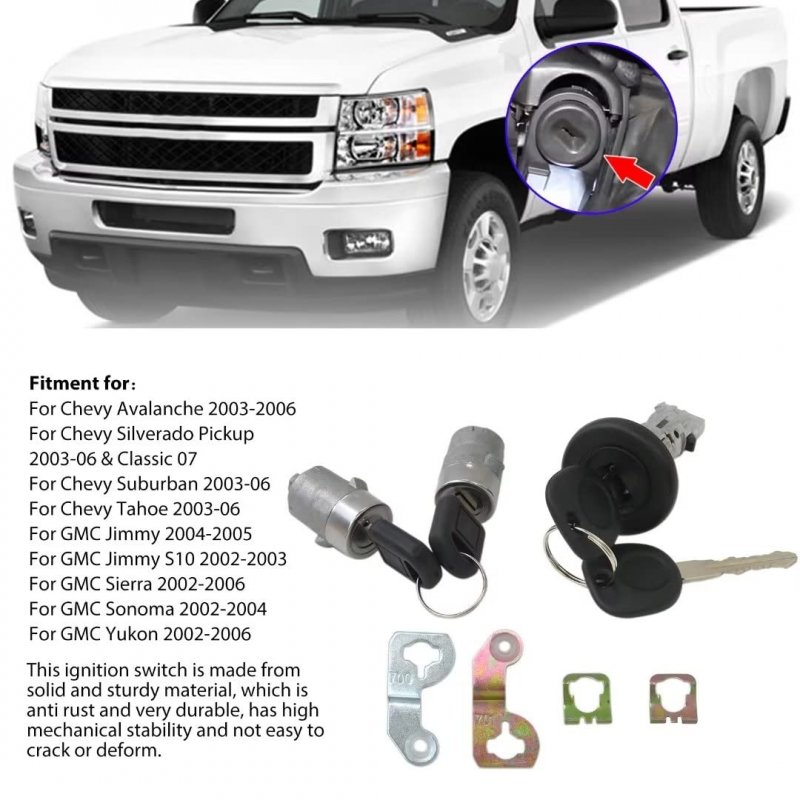 Ignition Lock Cylinder Switch And Door With Keys For Chevy Silverado Suburban Tahoe Avalanche Gmc Sierra Yukon Sonoma Jimmy S10