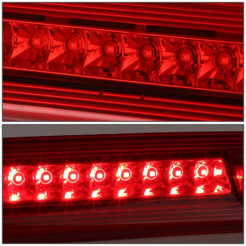 Red Lens Led Third Brake Light For 07-12 Dodge Nitro 3bl-dnit07-led-rd Waterproof High Mount Stop Assembly Rear Tail Bar